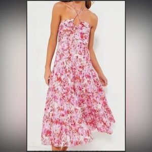 HYACINTH HOUSE Fuschia Brushstrokes Aurora Midi Dress